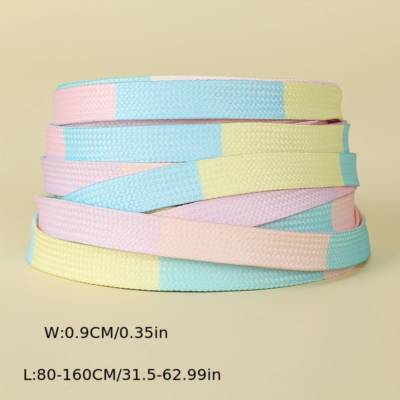 Unisex Cotton Tie-Dye Shoelaces Flat Colorful Stitching 0.69cm Wide