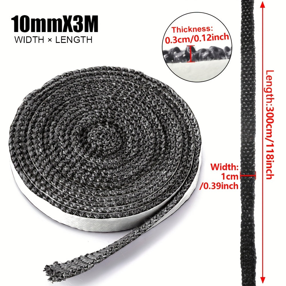 Fireproof Seal Rope Fiberglass 2m x 3mm High-Temperature Stove Fireplace Oven Sealing