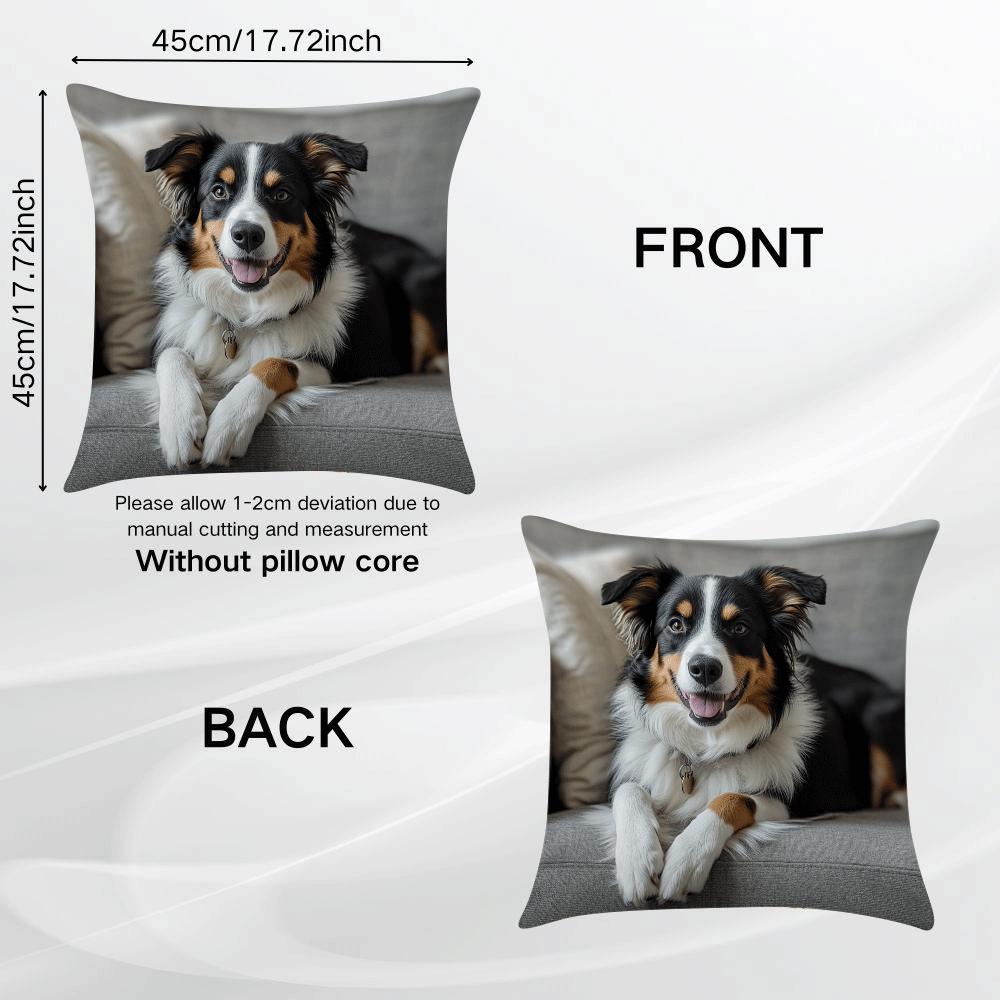 Australian Shepherd Throw Pillow Cover Square Cushion Case Removable Washable 45cm