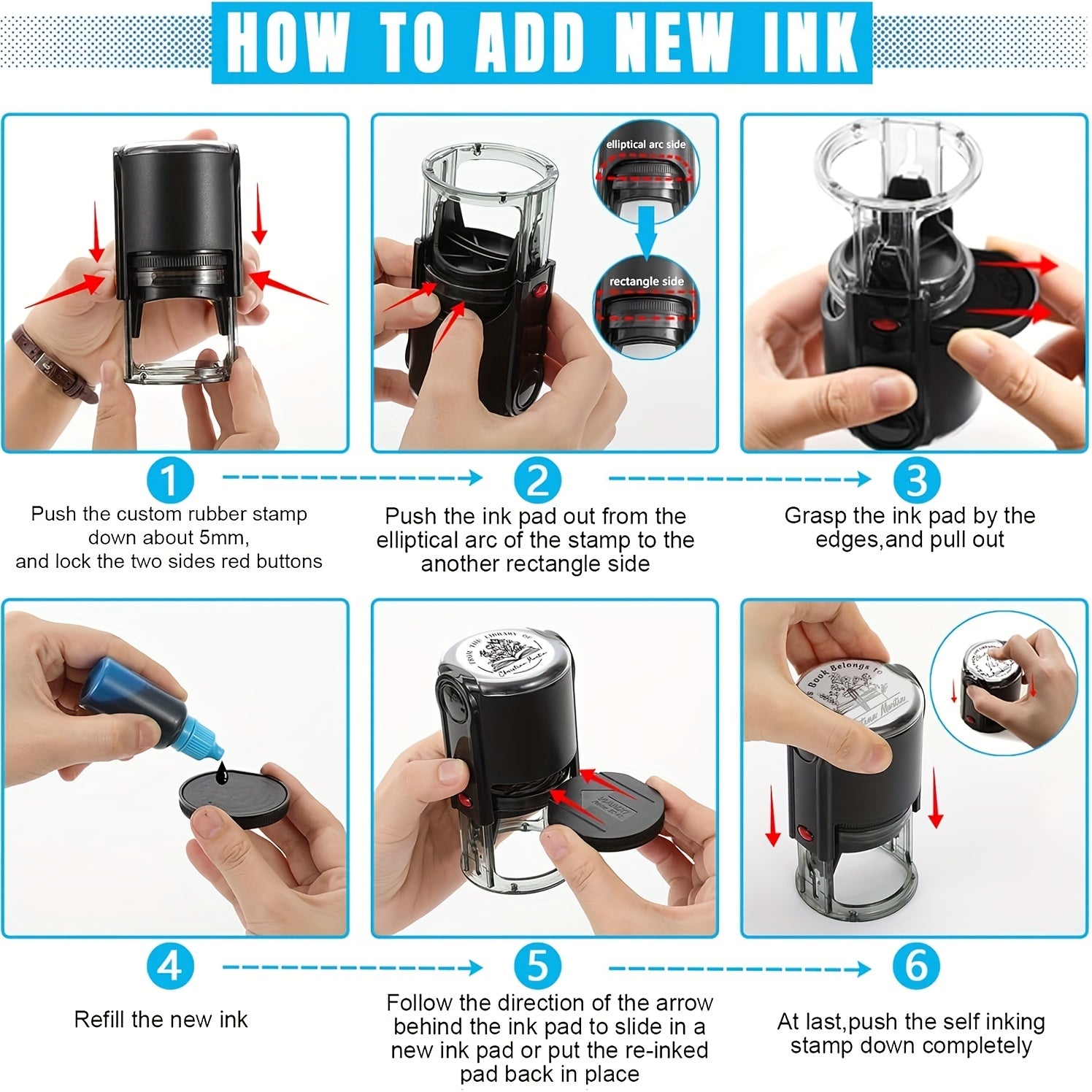 Shaxsiylashtirilgan biznes logotipi va matni bilan moslashtirilgan o'z-o'zidan muhrlaydigan muhr.