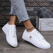 Women’s Slip-On Sneakers Casual Low-Top Lace-Up Shoes Non-Slip Rubber Sole
