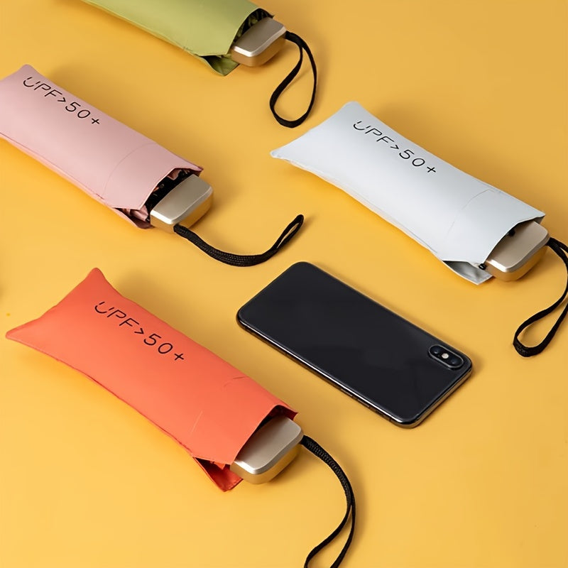 Мини-зонт-раскладушка с 6 спицами, алюминиевой ручкой, компактный, солнце, дождь, портативный, стильный, розовый, синий, белый, серый