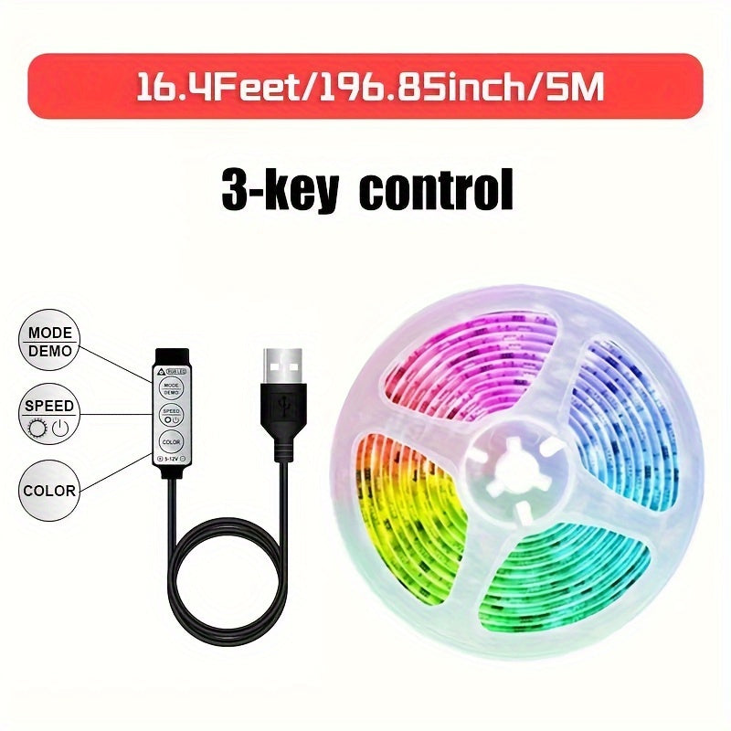 Tira de luces LED RGB 2835 de 30m alimentada por USB para retroiluminación de TV y decoración de habitaciones