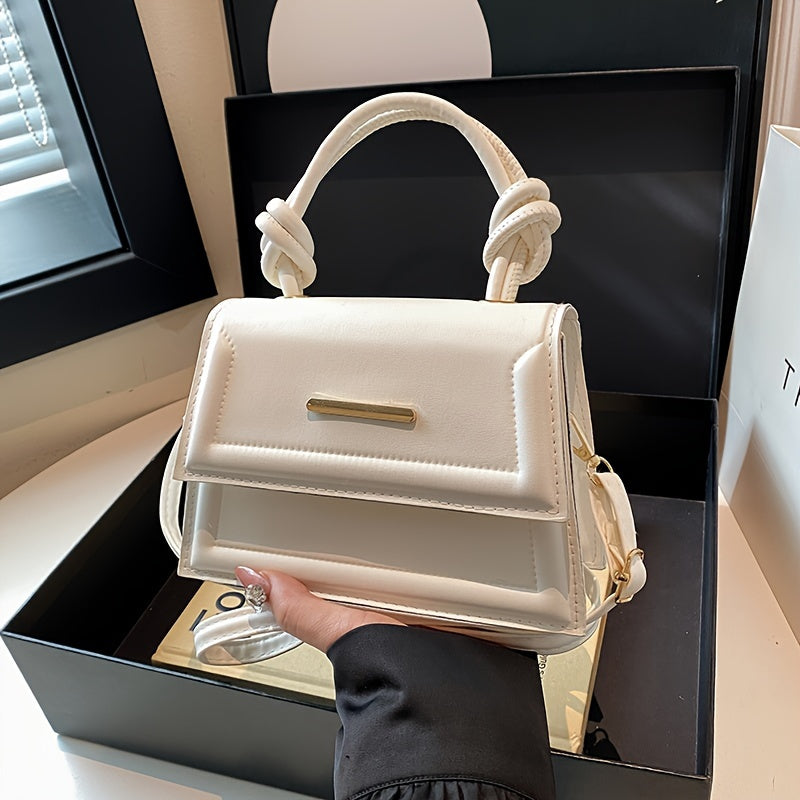 Fransuz Niche Dizayni Ayollar uchun Krossbody Sumka - Moslashuvchan Tasmali, Magnit Qopqoqi, Qora yoki Oq Sintetik Charmdan Yasalgan Kichik Kvadrat Kommuter Sumkasi | Zarif Kundalik Sumka | Murakkab