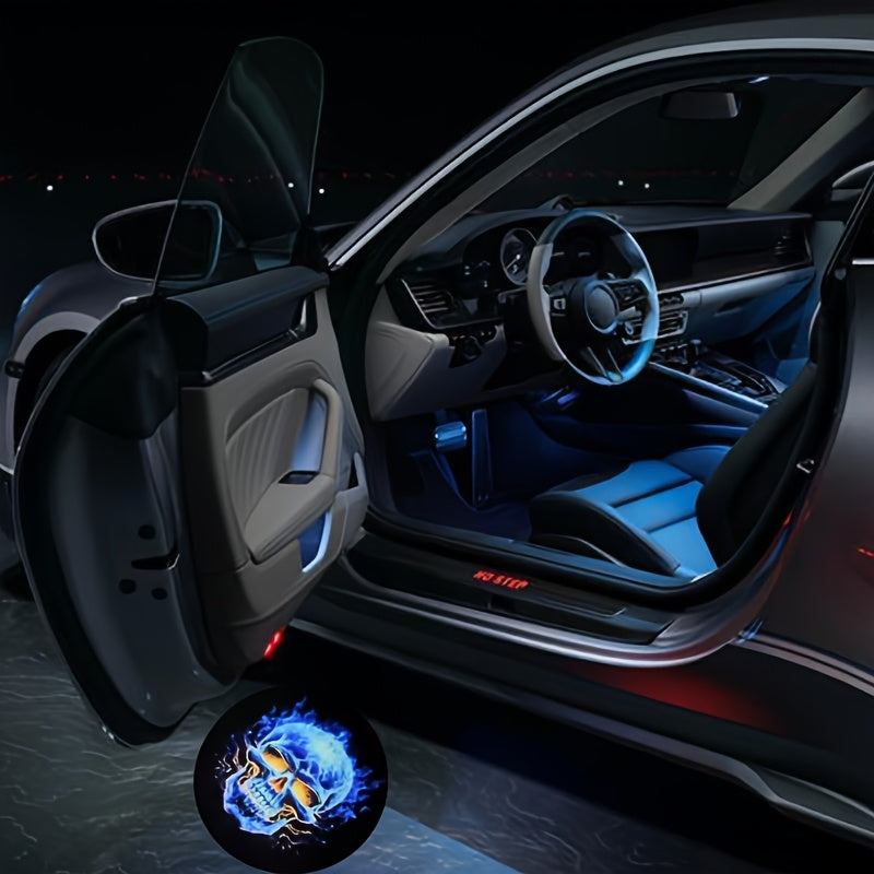 Светодиодные проекторы логотипа на дверях автомобиля с колпачками на вентиль и подсветкой порога