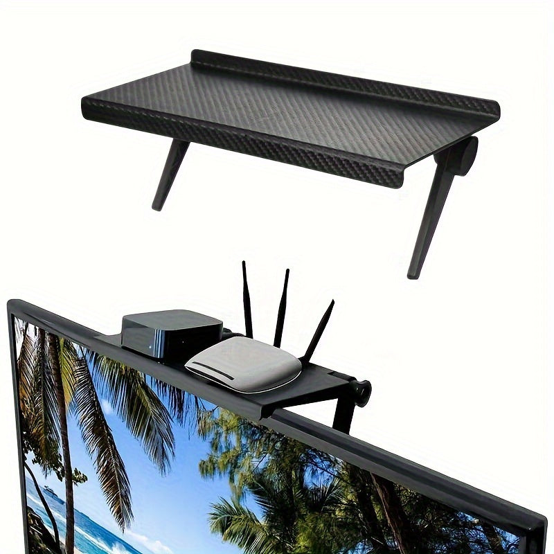 Carbon Fiber TV Stand Shelf for Router and Cable Box Adjustable No-Drill Organizer