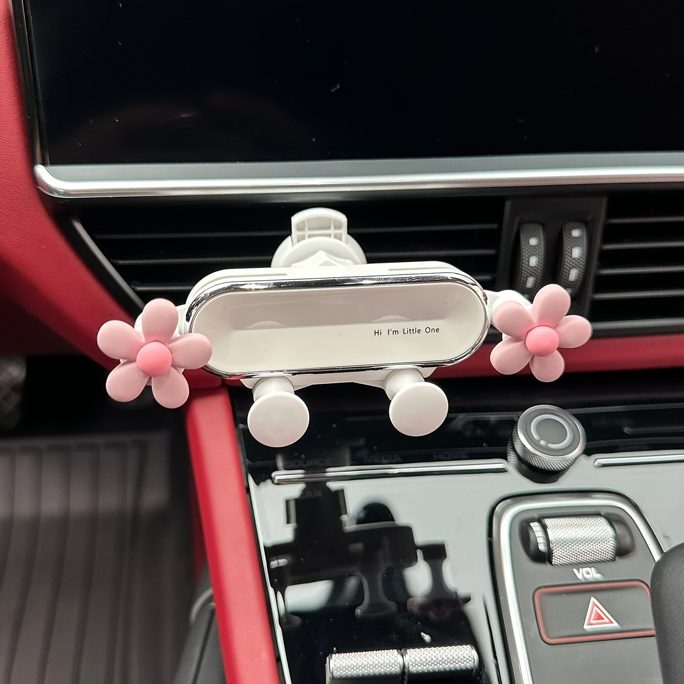 Car Mirror Phone Holder Crystal Flower Shape Adjustable Vent Mount Durable Detachable