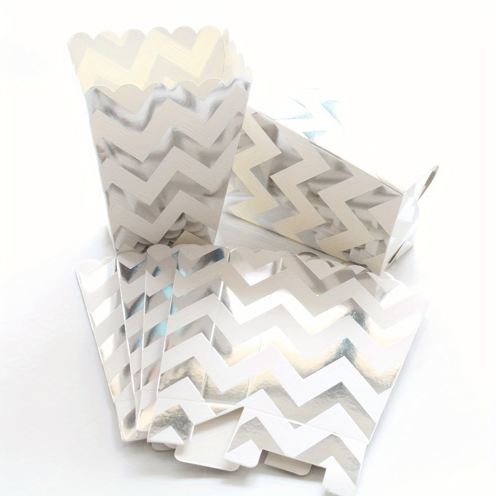 Set of 12 Cardboard Popcorn and French Fry Food Packaging Boxes for Parties and Theaters