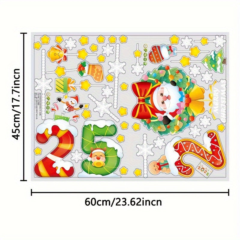 2 ta Yilgi bayram uchun oynaga yopishtiriladigan dekorativ elementlar, qayta ishlatiladigan Santa va sovgʻa decal'lari