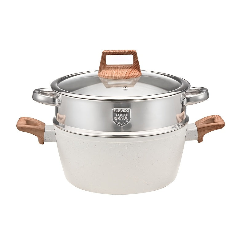 Aluminum Cookware Set 12 Pieces with Frying Pan Wok Soup Pots Wooden Handles