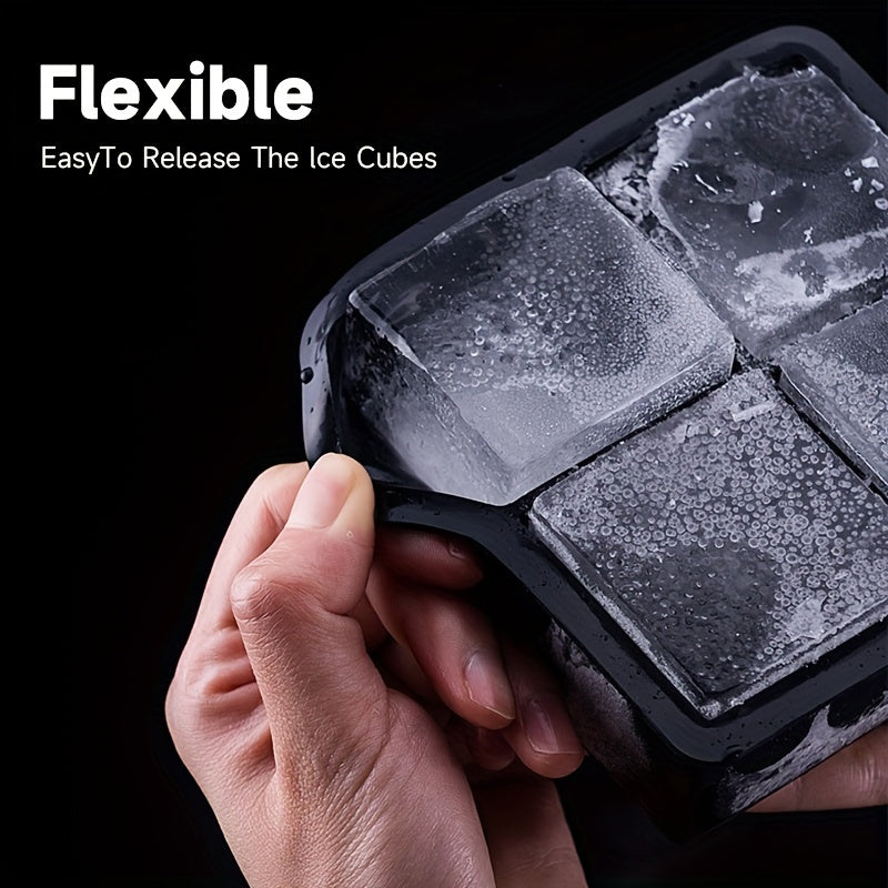 Large Silicone Ice Cube Tray with Lid, Stackable, Easy Release for Cocktails