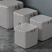 Large 180L Plaid Canvas Storage Box with Handles for Clothing and Blankets