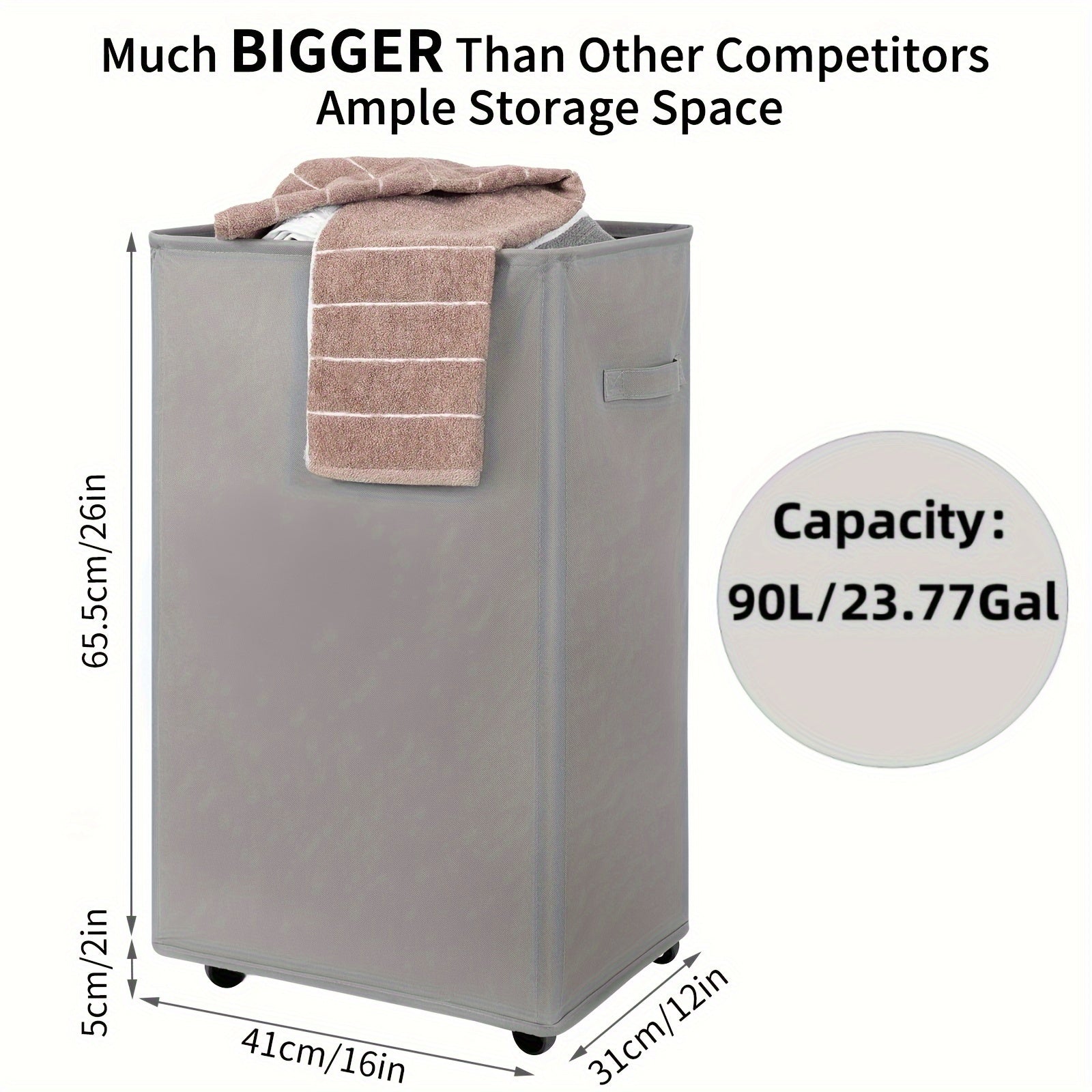 G'ildirakli kir yuvish savati - 45L sig'im, oson saqlash va ko'chirish uchun ingichka dizayn - hammom, yotoqxona va yotoqni tartibga solish uchun ideal - egiluvchan va yengil - iflos kiyimlarni saqlash uchun mukammal