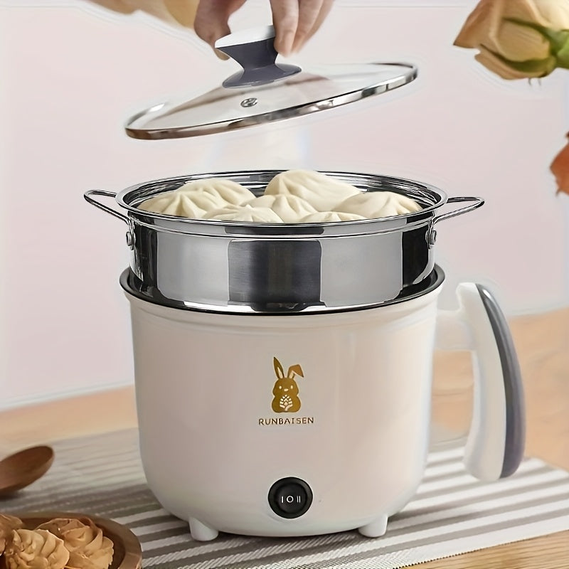 Многофункционительная электрическая кастрюля для студенческих общежитий, с американской вилкой и антипригарным материалом из полипропилена, подходит для варки, паровой обработки, жарки и жарки в воке. Идеально для небольших помещений.