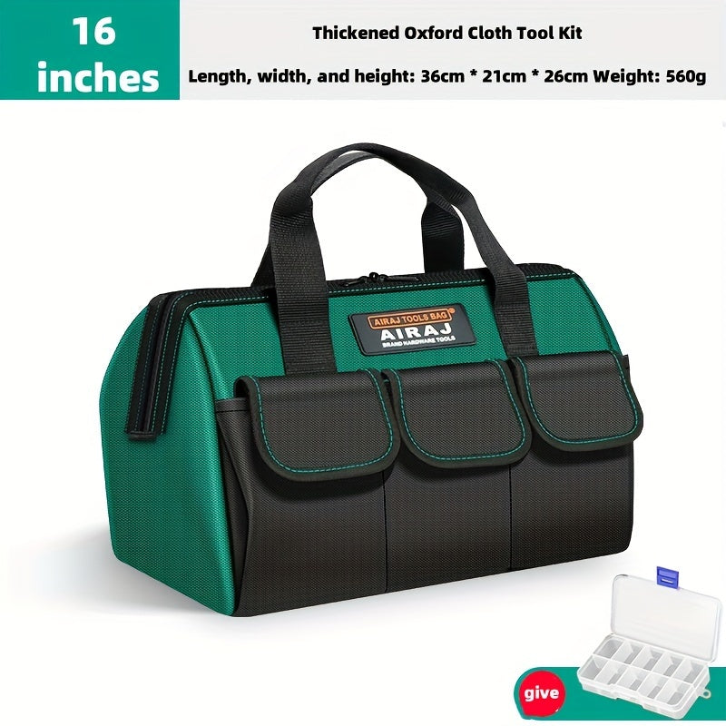 Waterproof Tool Bag with Reflective Strips for Electricians and Carpenters Durable Canvas Grey