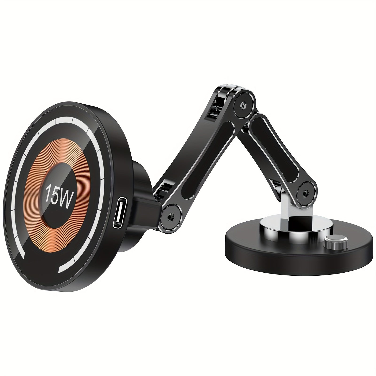 Wireless Car Phone Charger 15W Magnetic Wireless Charger 360° Rotation Telescopic Angle for Apple Phones