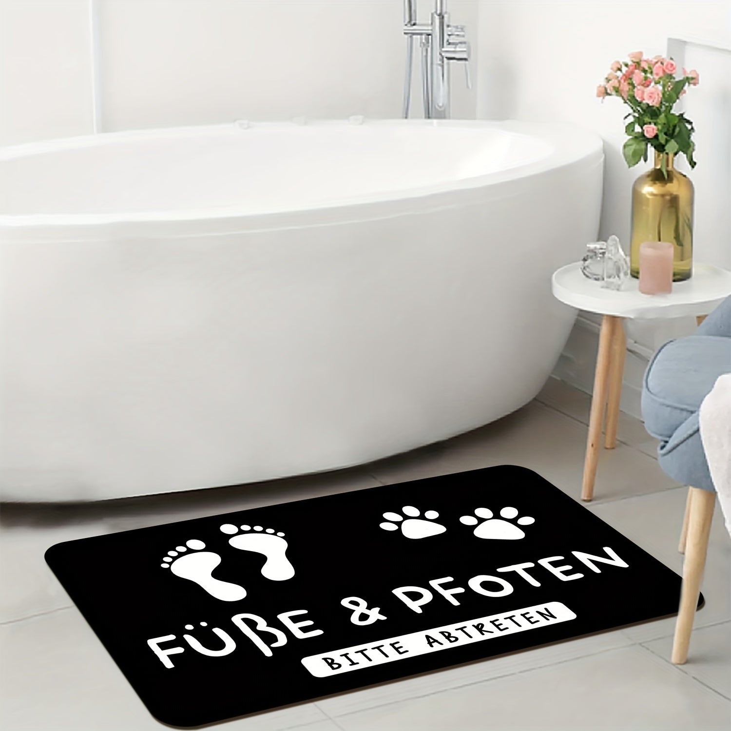 Indoor Outdoor Welcome Mat with Paw Prints Non-Slip Machine Washable Rug