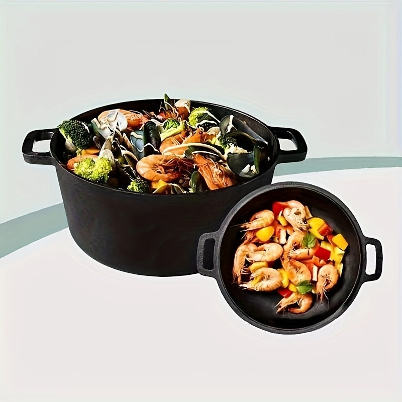 Cast Iron Cookware Set with Frying Pan Stew Pot and Bag Pot for Outdoor and Kitchen Use
