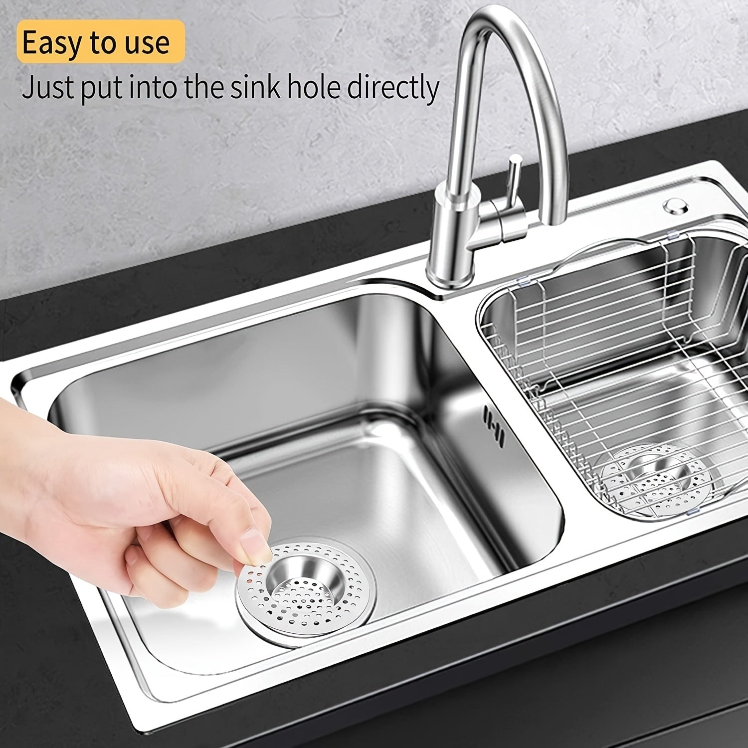 Stainless Steel Sink Strainer Plug for Kitchen and Bathroom Hair Catcher 2.9 Inches