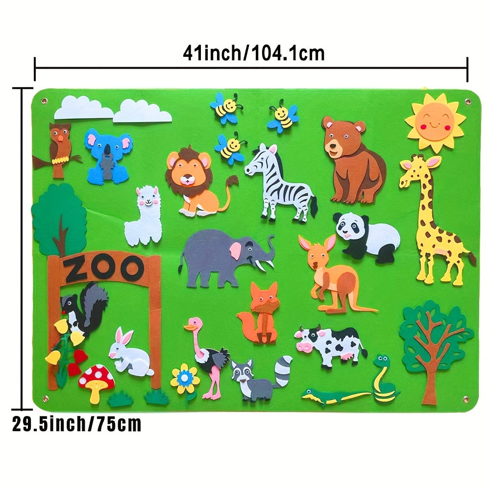 Educational Felt Story Board Set for Children with Animal Figures for Wall Hanging