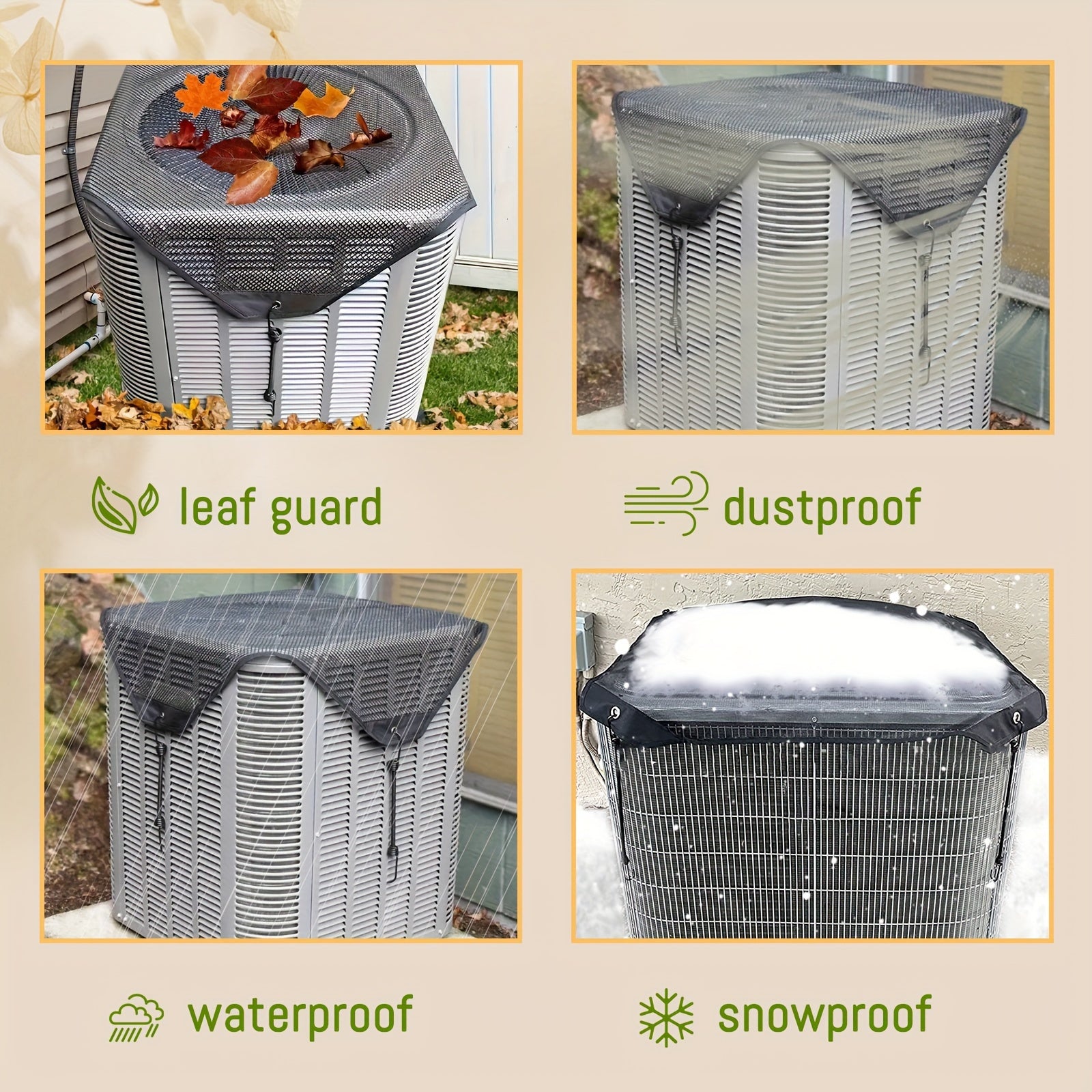 Universal Outdoor AC Cover Windproof Dustproof All-Season Mesh Protection