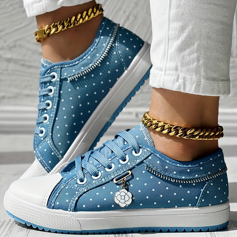 Women's Floral Mesh Synthetic Casual Sneakers Breathable Low-Top Lace-Up