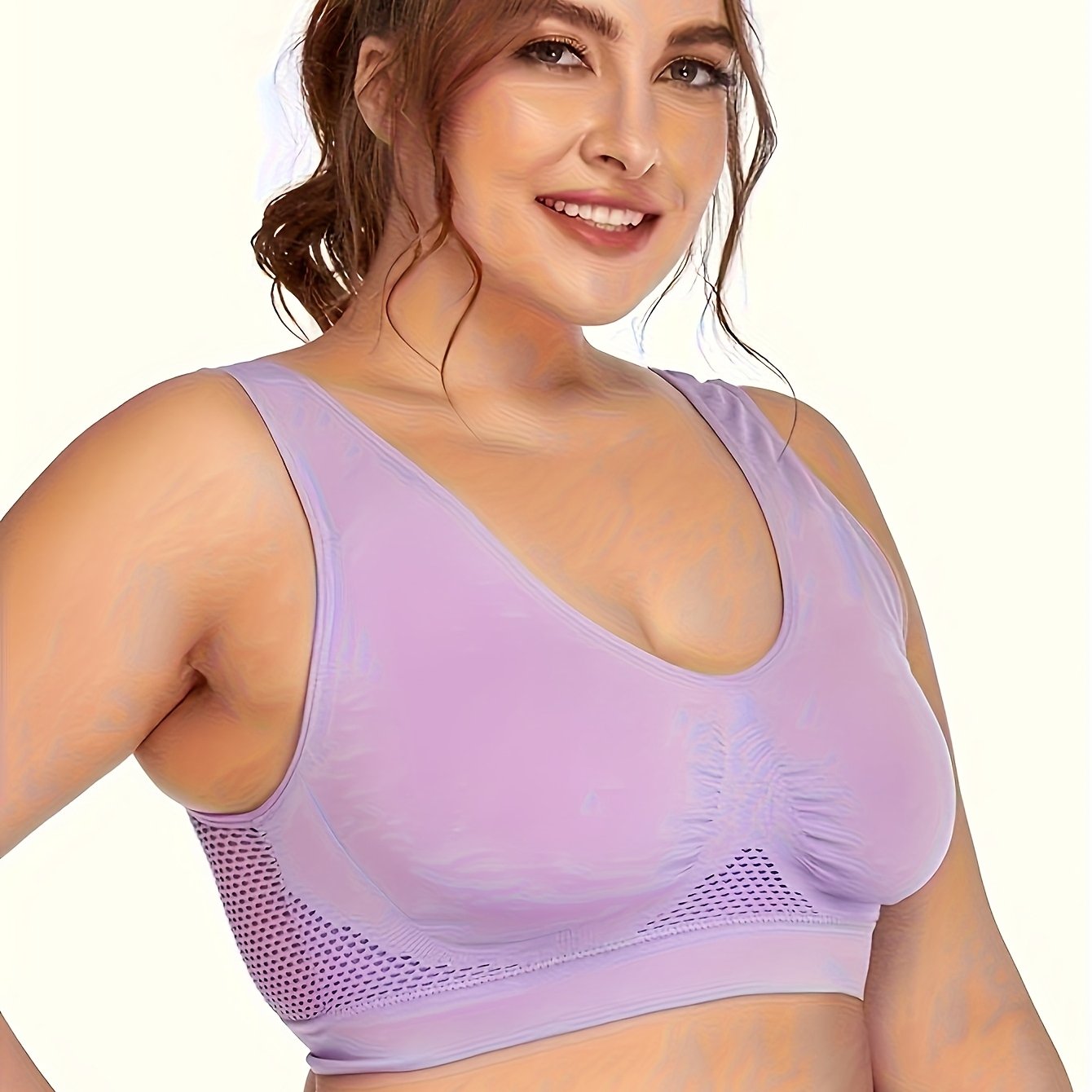 Women's Plus Size Mesh Sports Bra Breathable Underwire Yoga Top
