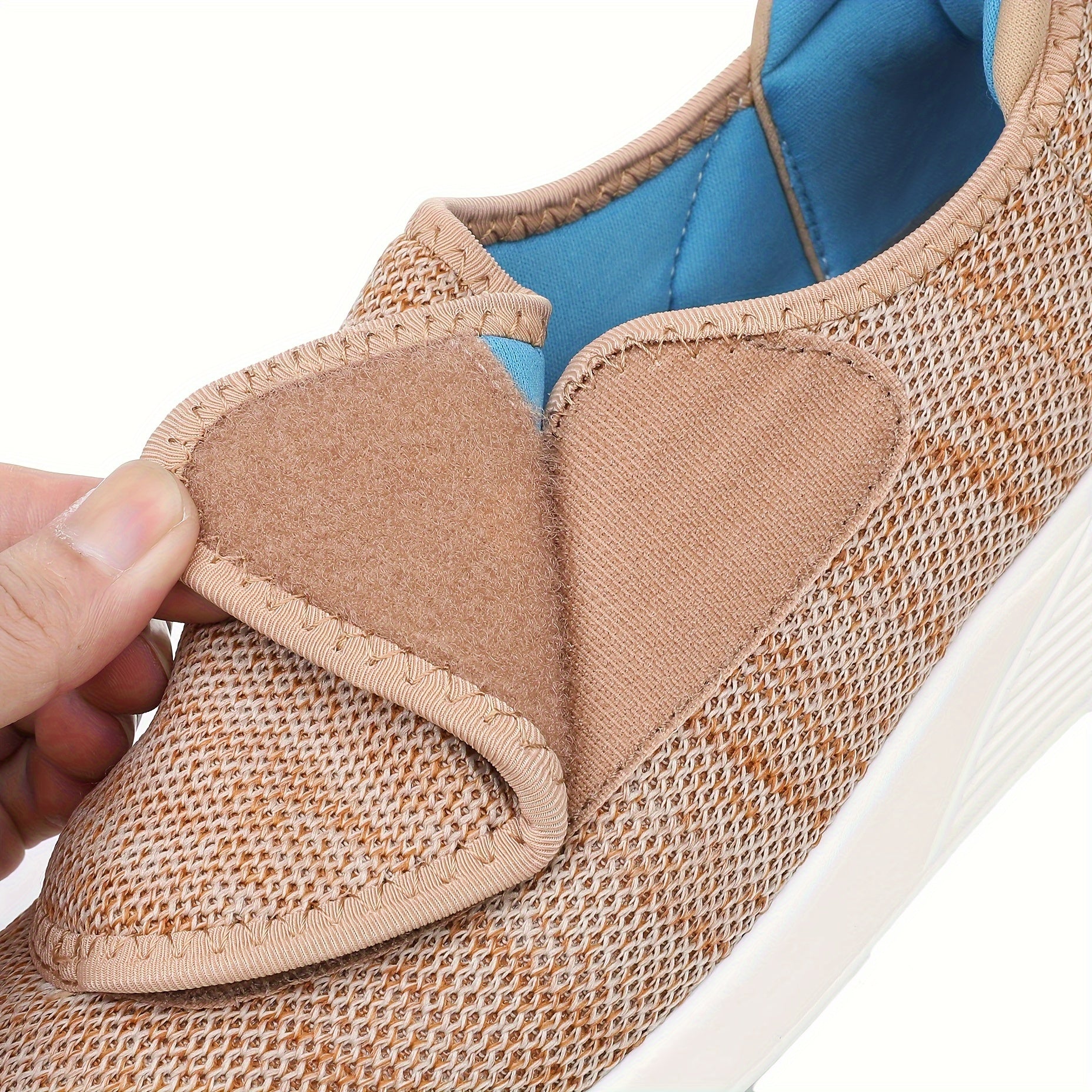 Women's Breathable Mesh Sneakers Adjustable Hook and Loop Cloth Shoes