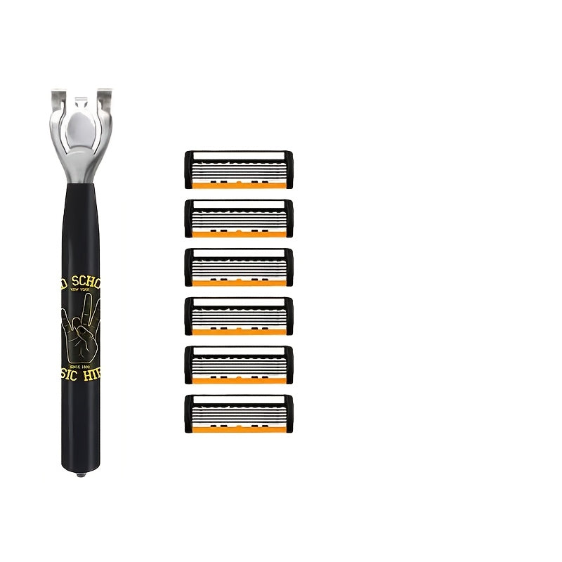 Men's Safety Razor with Curved Blades, Metal Handle for Beard and Mustache Shaving