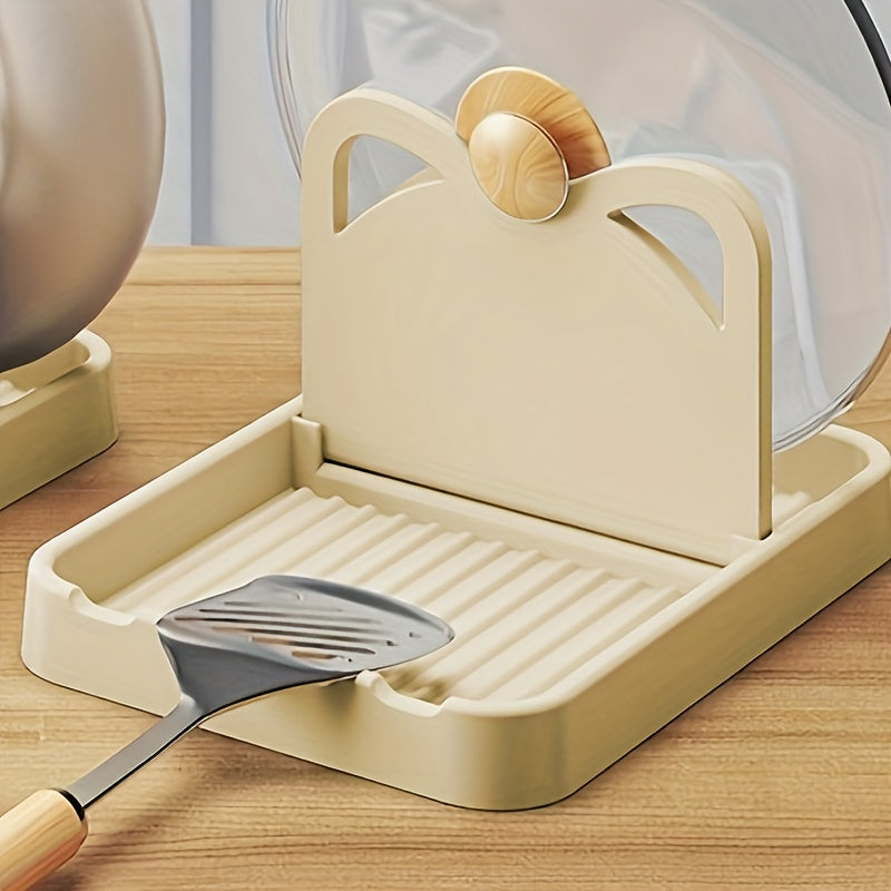 Kitchen Pot Lid Shelf Wall Mount Foldable Spoon Storage Rack Black