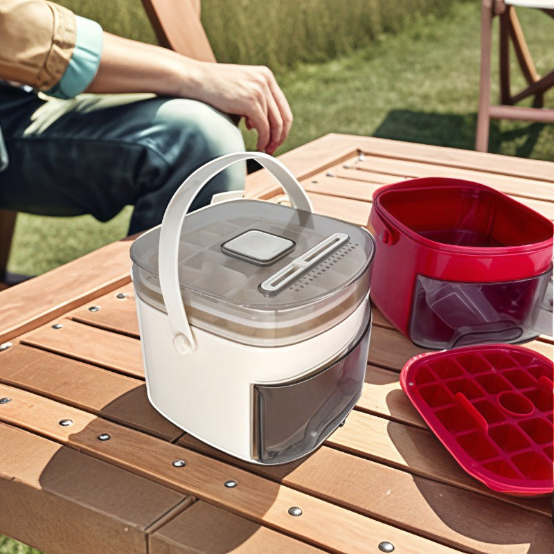 48-Grid Ice Cube Maker Set With Double-Layer Food-Grade Plastic Tray