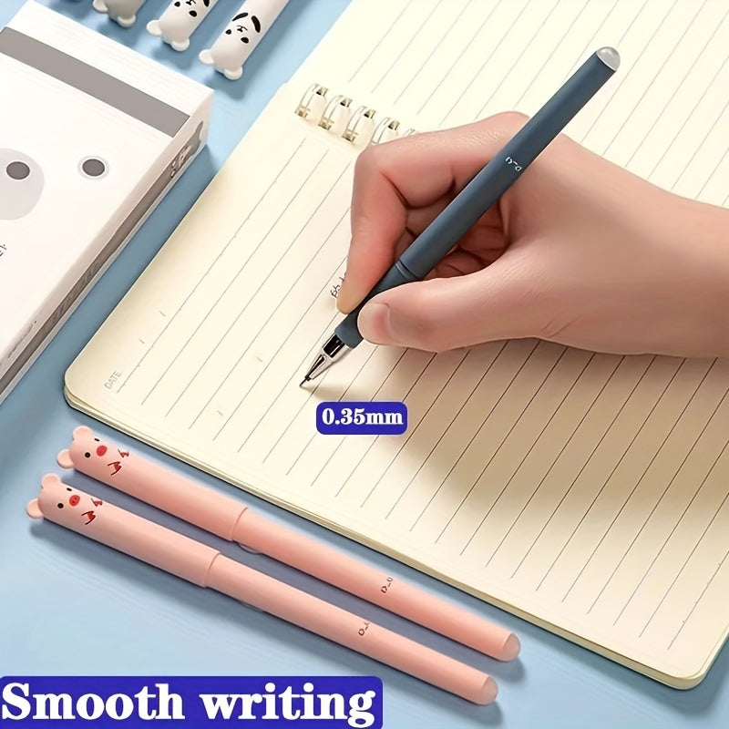 26 piezas de bolígrafos de gel borrables Kawaii con mangos lavables, tinta azul y negra, útiles escolares y de oficina