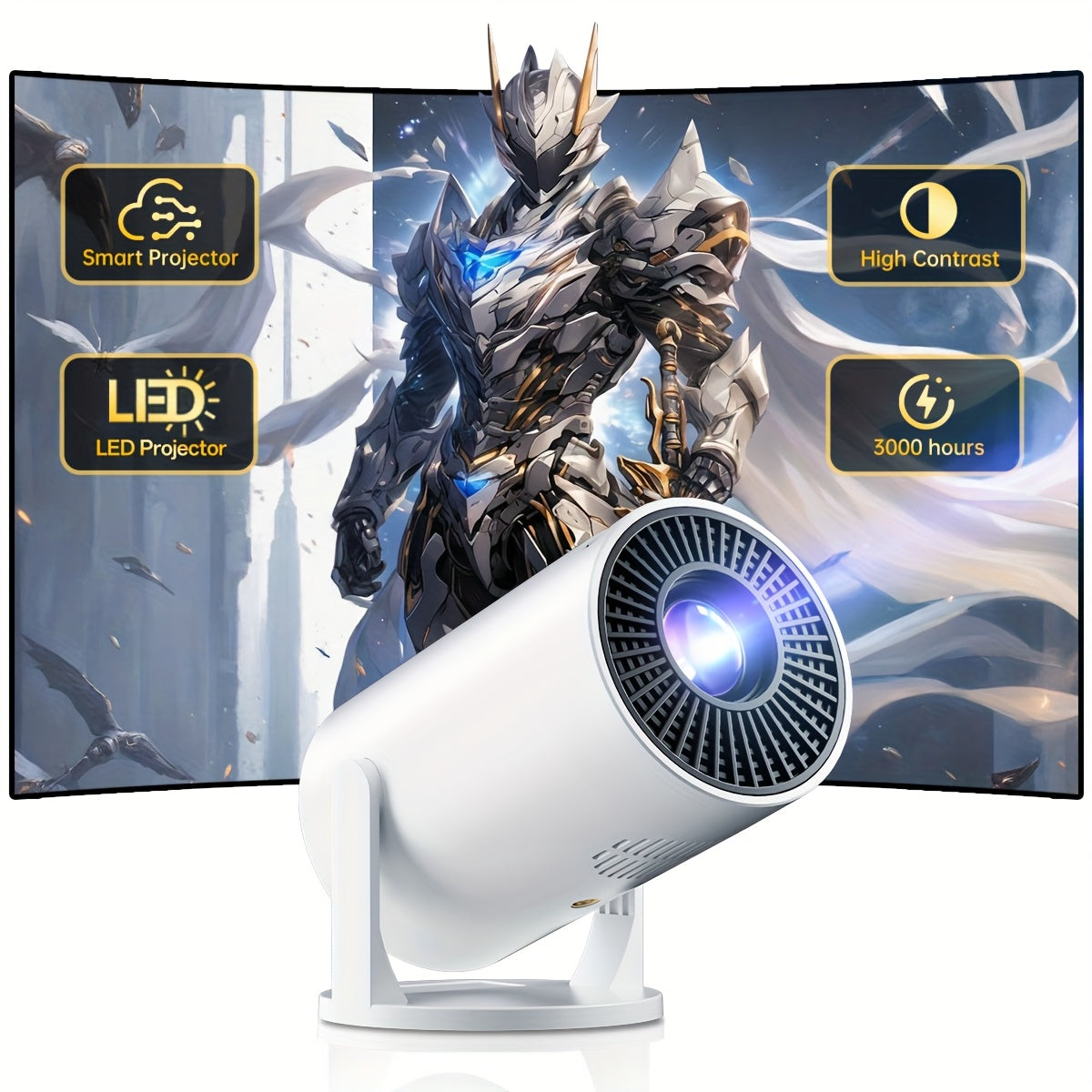 Mini Portable White Projector 1080P Support USB AV SD Laptop 3D Remote