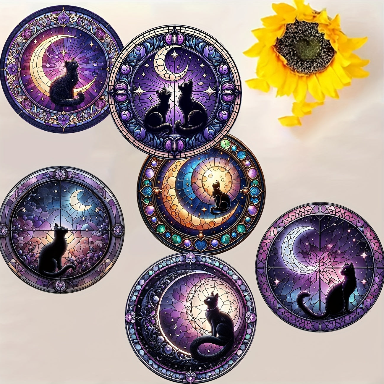 Juego de 6 posavasos de madera para gatos, resistentes al calor, antiquemaduras, decoración para cocina y comedor