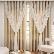 Blackout Curtains with Hooks for Bedroom Insulated Window Panels Sheer Embroidery Black