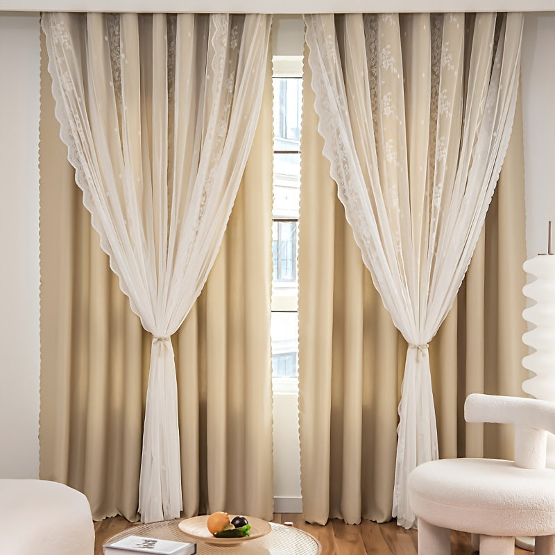 Blackout Curtains with Hooks for Bedroom Insulated Window Panels Sheer Embroidery Black