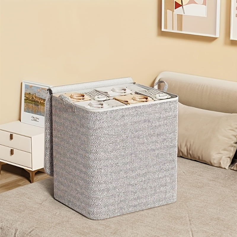 Organizador de almacenamiento con asas y contenedor con cremallera para mantas, ropa, dormitorio, residencia, viaje