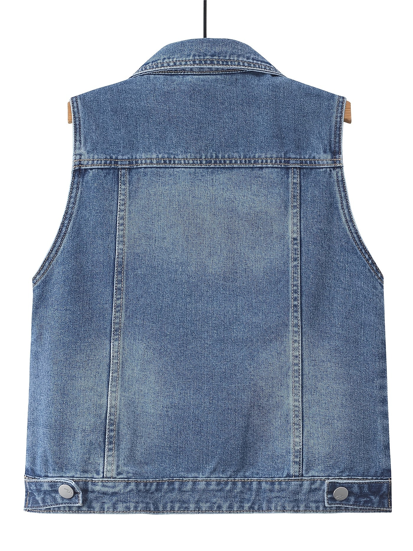 Women's Loose Denim Vest Shawl Spring Autumn Casual Jacket Blue Large