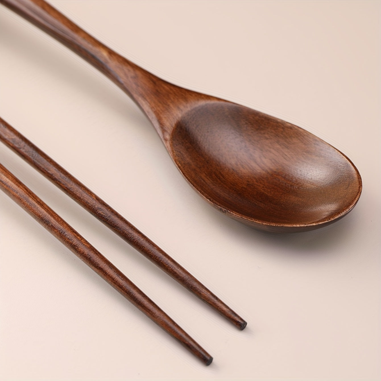 Wooden Spoon and Chopsticks Set for Camping Travel Picnic RV Office Reusable Utensils