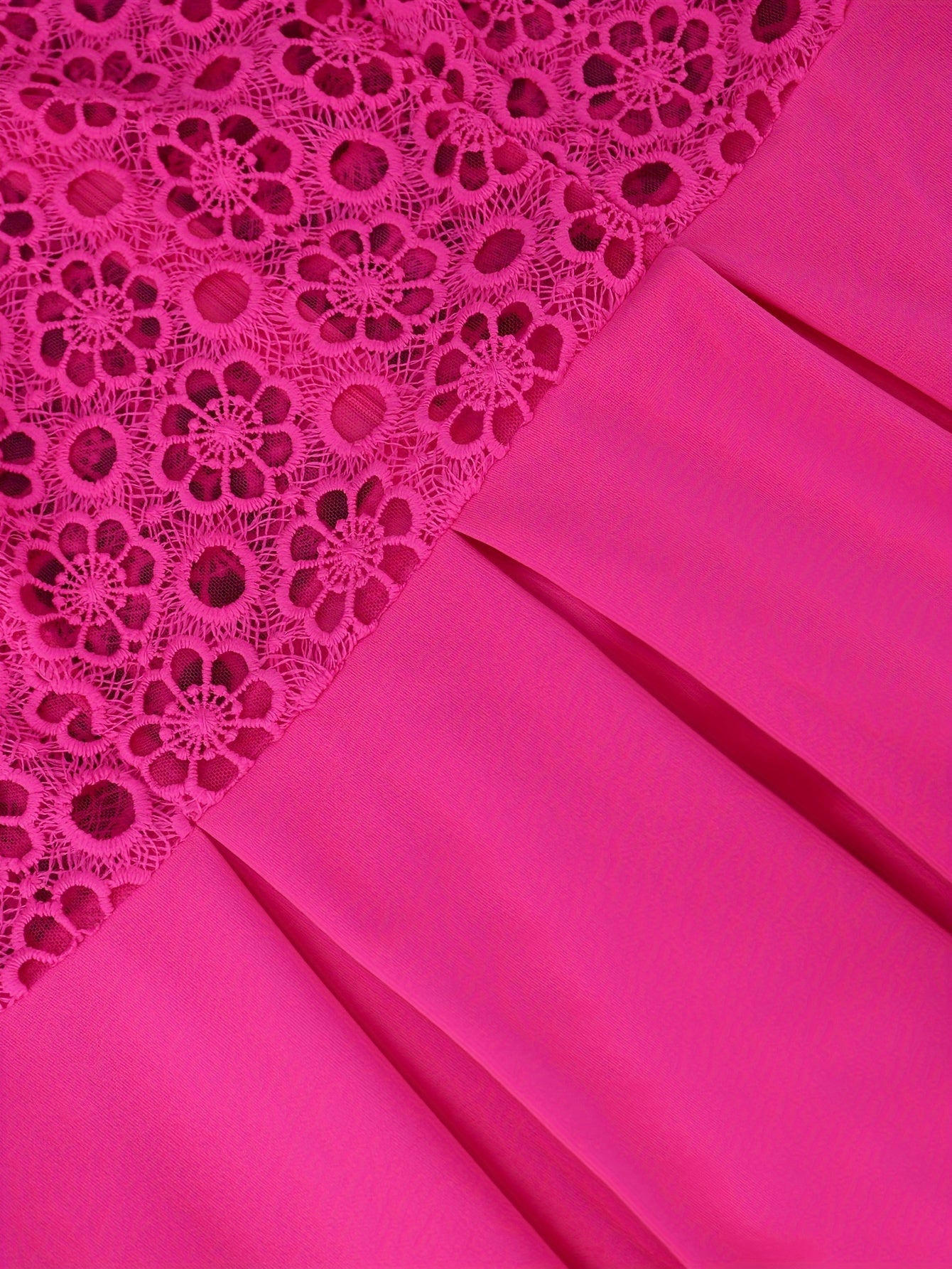 Women's Lace-Trimmed A-Line Midi Dress with Puff Sleeves Spring Green