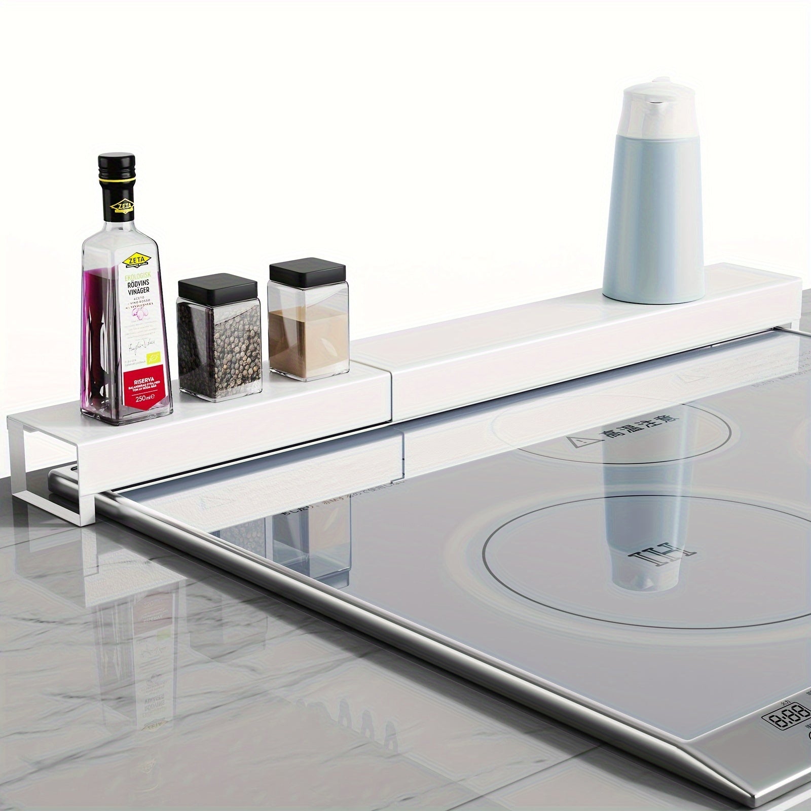 Stainless Steel Gas Stove Backsplash Guard Adjustable Oil-Resistant Shelf