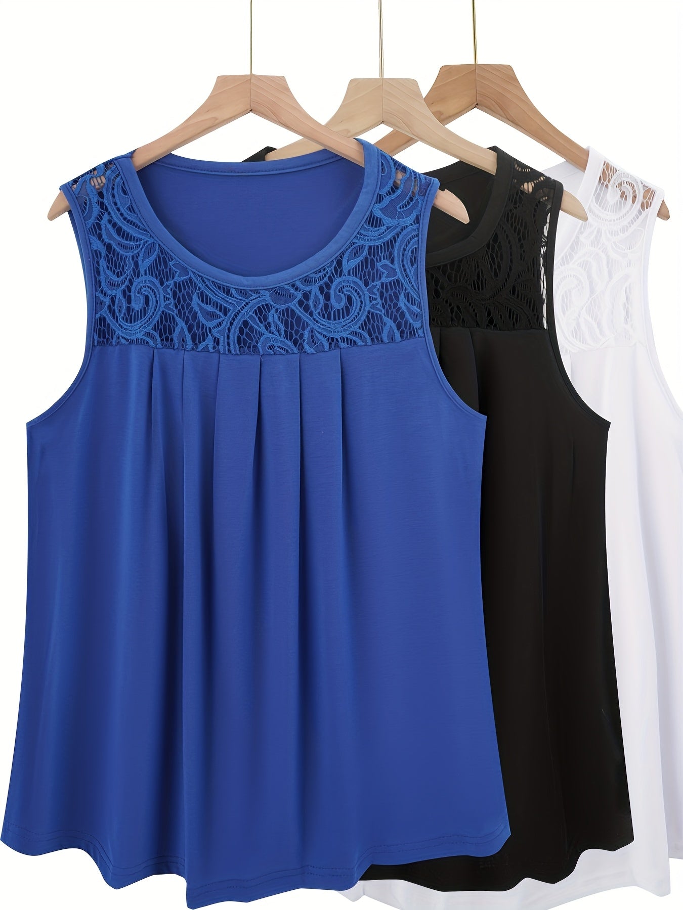 Набор из 3 женских трикотажных жилетов из полиэстера однотонного цвета с круглым вырезом, повседневные рубашки