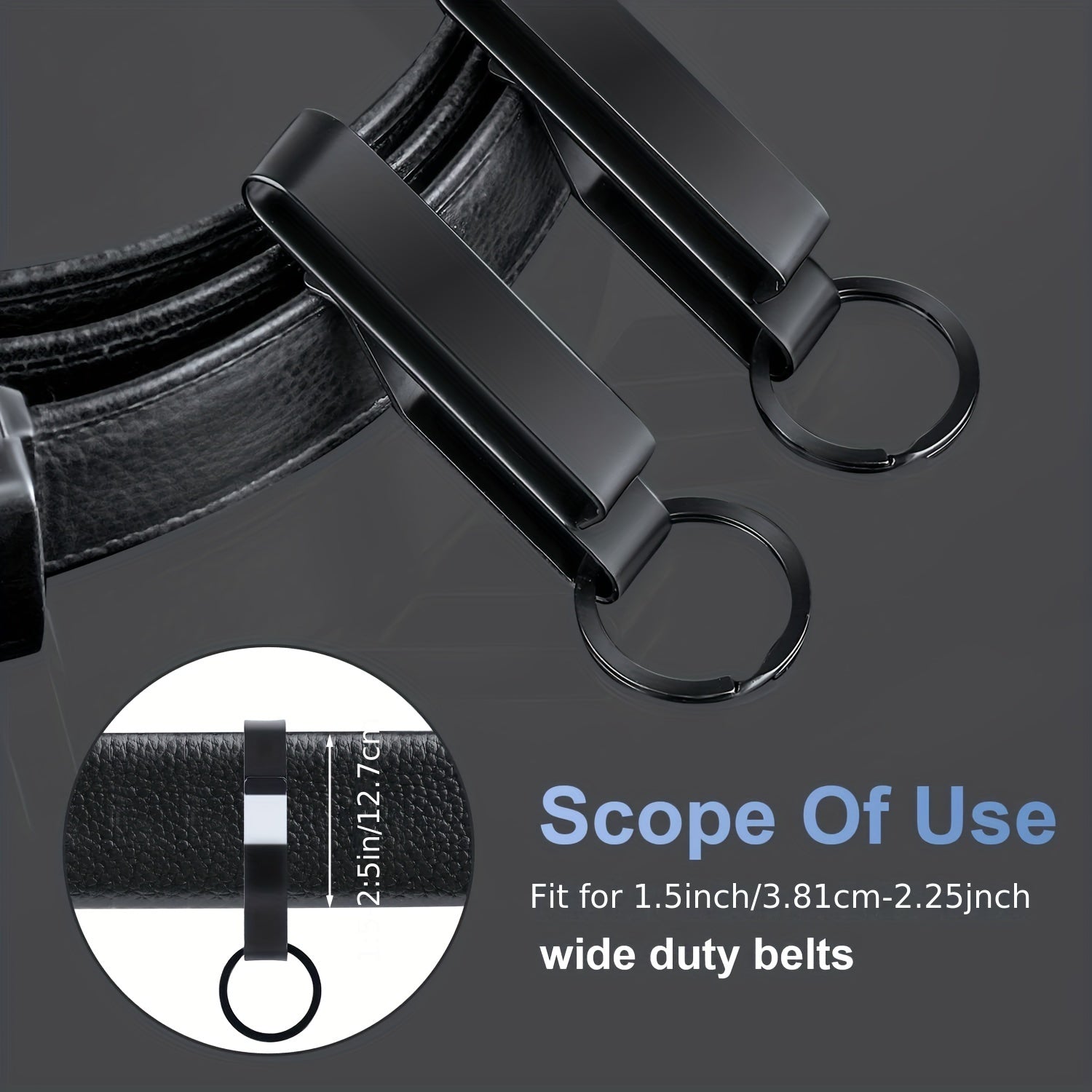 Set of 2 Heavy Duty Key Holders Belts with Metal Rings for Men, 3.8-5.7cm Keys