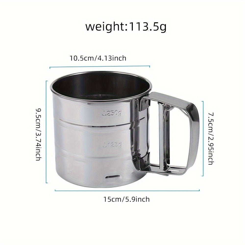 Double-Layer Stainless Steel Handheld Flour Sifter for Baking and Cooking