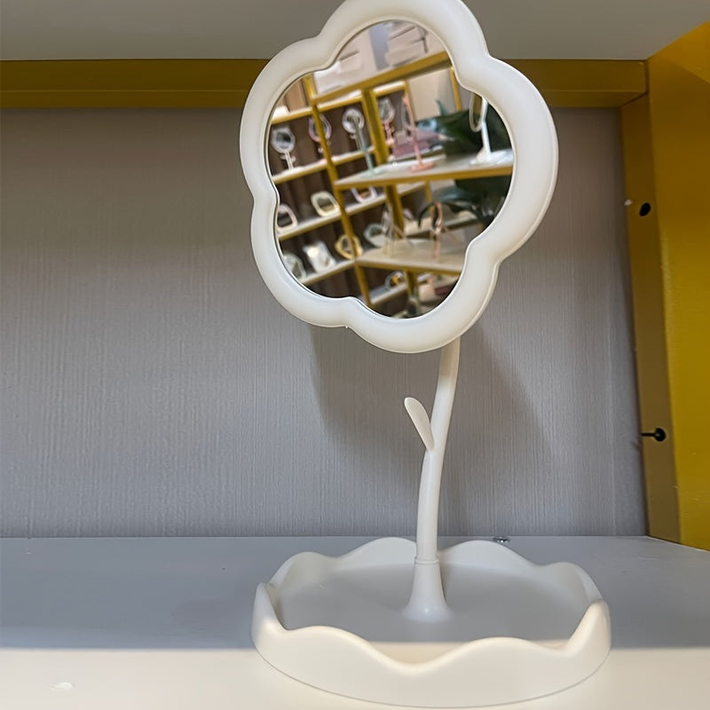 Stylish Vanity Mirror with Adjustable Stand, High Definition Glass, Durable Plastic Frame