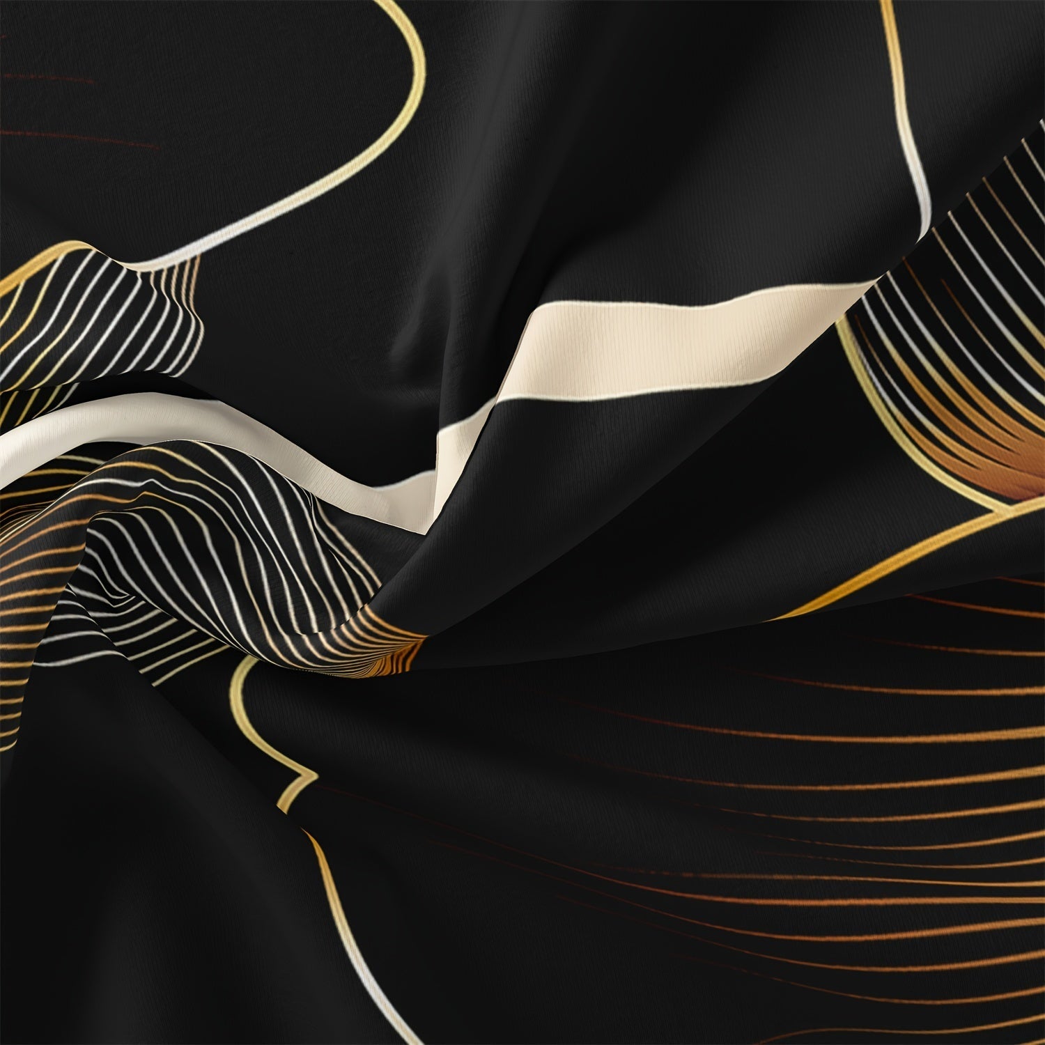 Black and Gold Floral Duvet Cover Set 100% Polyester with Zipper Closure and Pillowcases