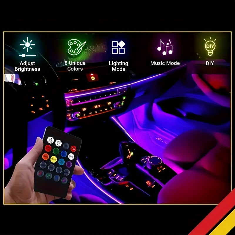 Kit de iluminación interior de coche RGB inalámbrica con control por app, 48 LEDs, sincronización con música