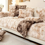 Funda de sofá de terciopelo en degradado beige y marrón, antideslizante, apta para mascotas, para salón y dormitorio