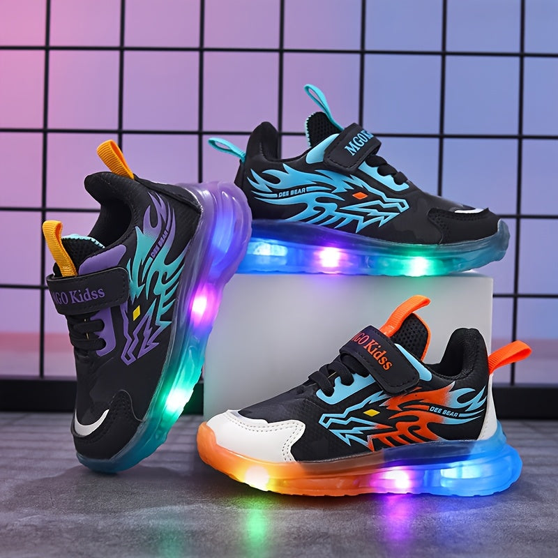 Детские кроссовки для мальчиков 2025 Весна Светодиодные повседневные спортивные туфли для детей от 1 до 9 лет