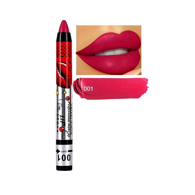 Mujer Bolígrafo de delineador de ojos y labios mate perlado 2 en 1 resistente al agua